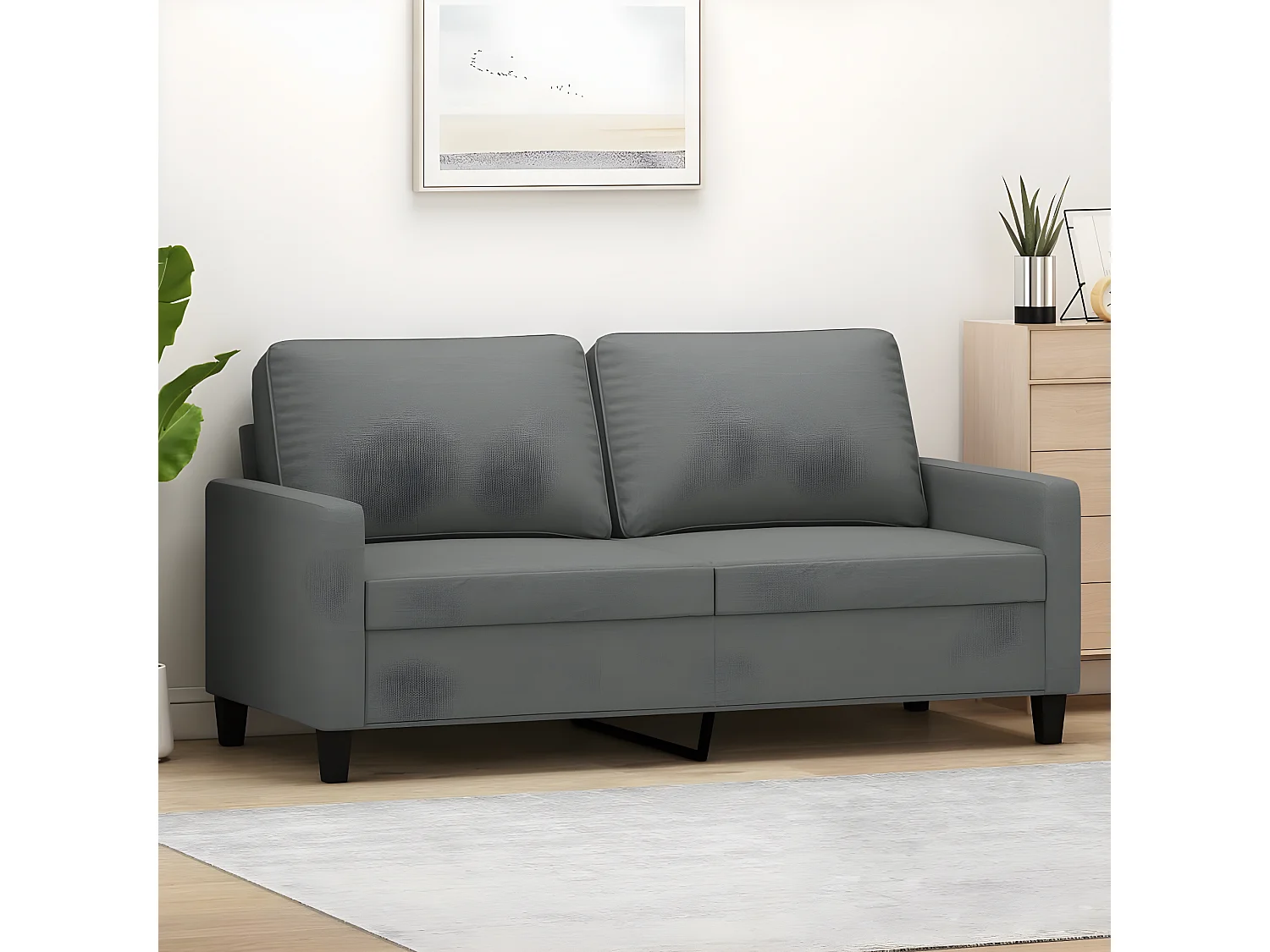 2-zitsbank Donkergrijs 140 cm Stof