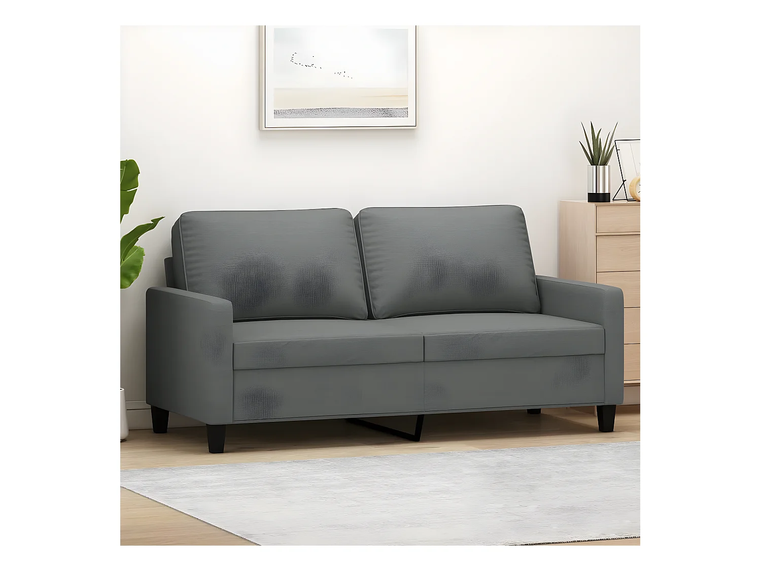 Canapé à 2 places Gris foncé 140 cm Tissu