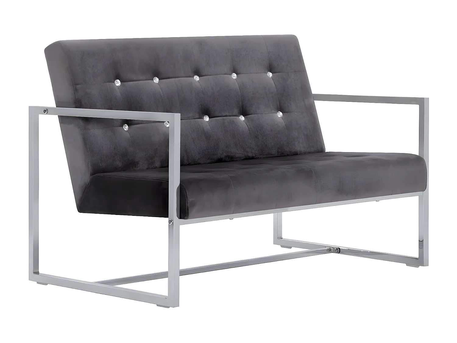 2-zitsbank met armleuningen Donkergrijs Chroom en fluweel