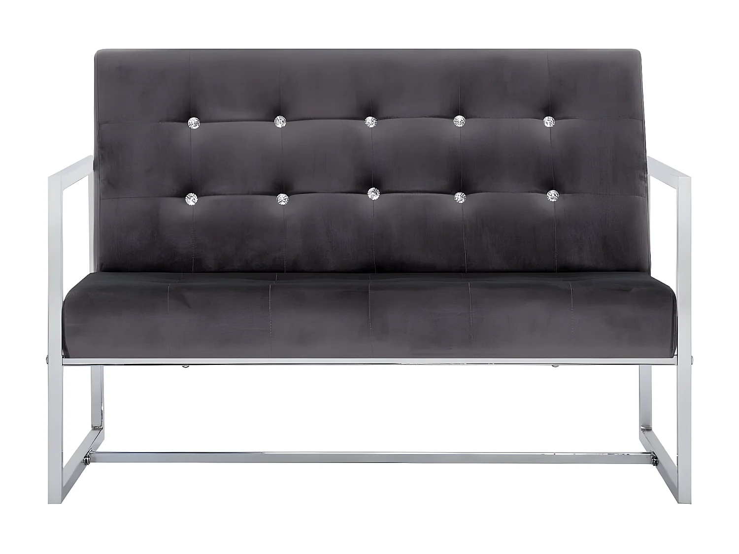 2-zitsbank met armleuningen Donkergrijs Chroom en fluweel