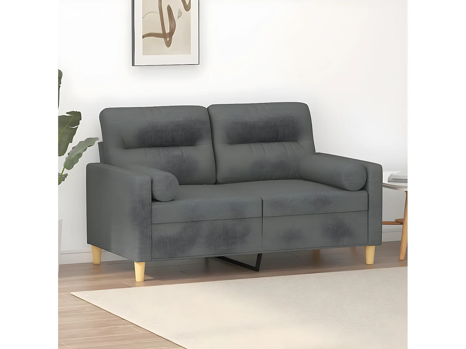 2-zitsbank met donkergrijze kussens 120 cm stof