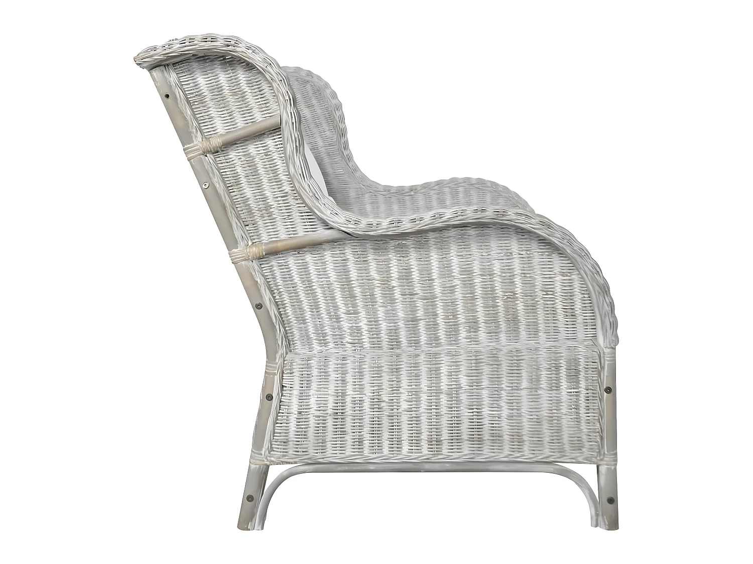 Canapé 2 places Gris Rotin naturel et lin