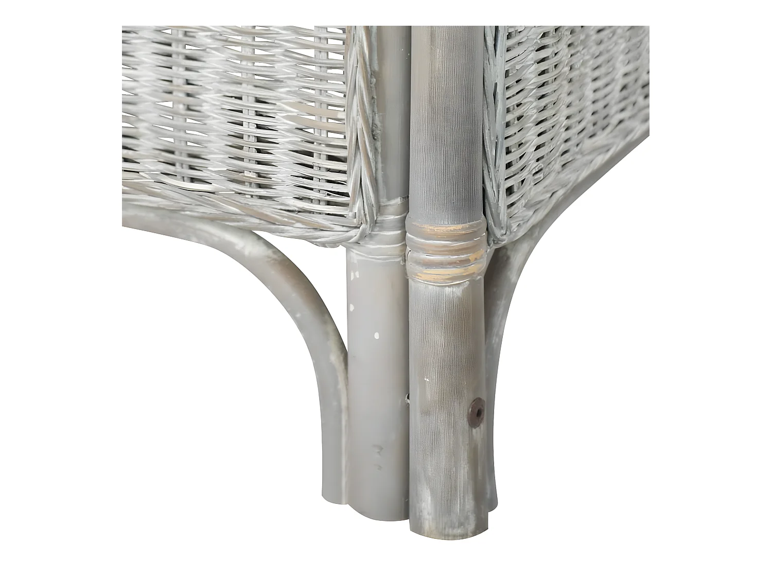 Canapé 2 places Gris Rotin naturel et lin