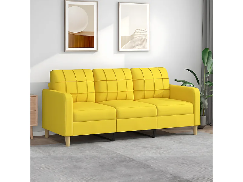 Canapé à 3 places Jaune clair 180 cm Tissu