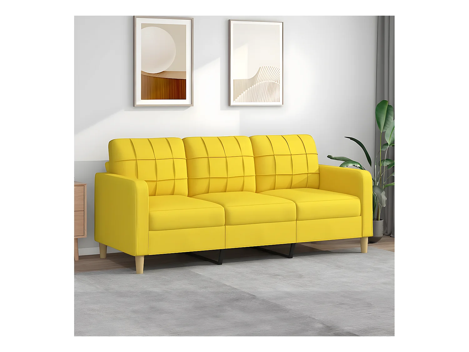 Canapé à 3 places Jaune clair 180 cm Tissu