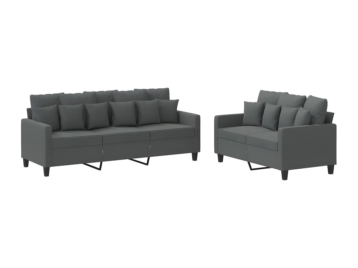 Conjunto de sofá de 2 piezas con cojines de tela gris oscuro