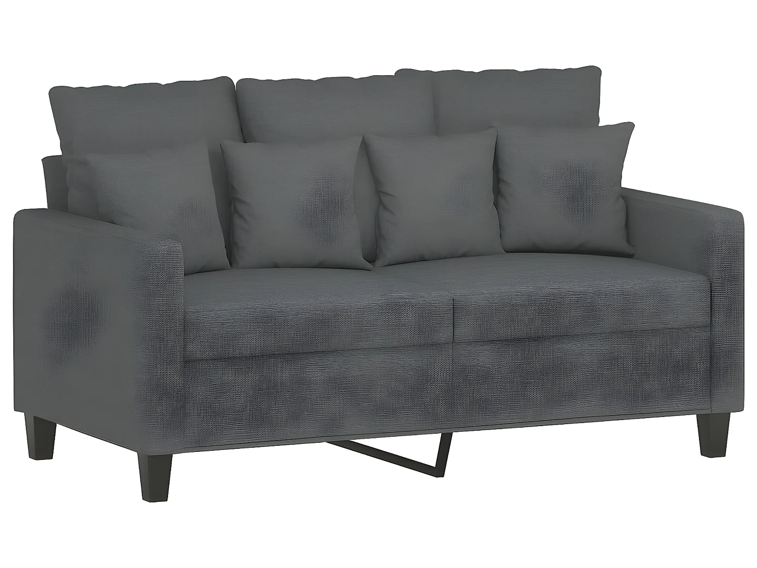 Set divano 2 pezzi con cuscini in tessuto grigio scuro