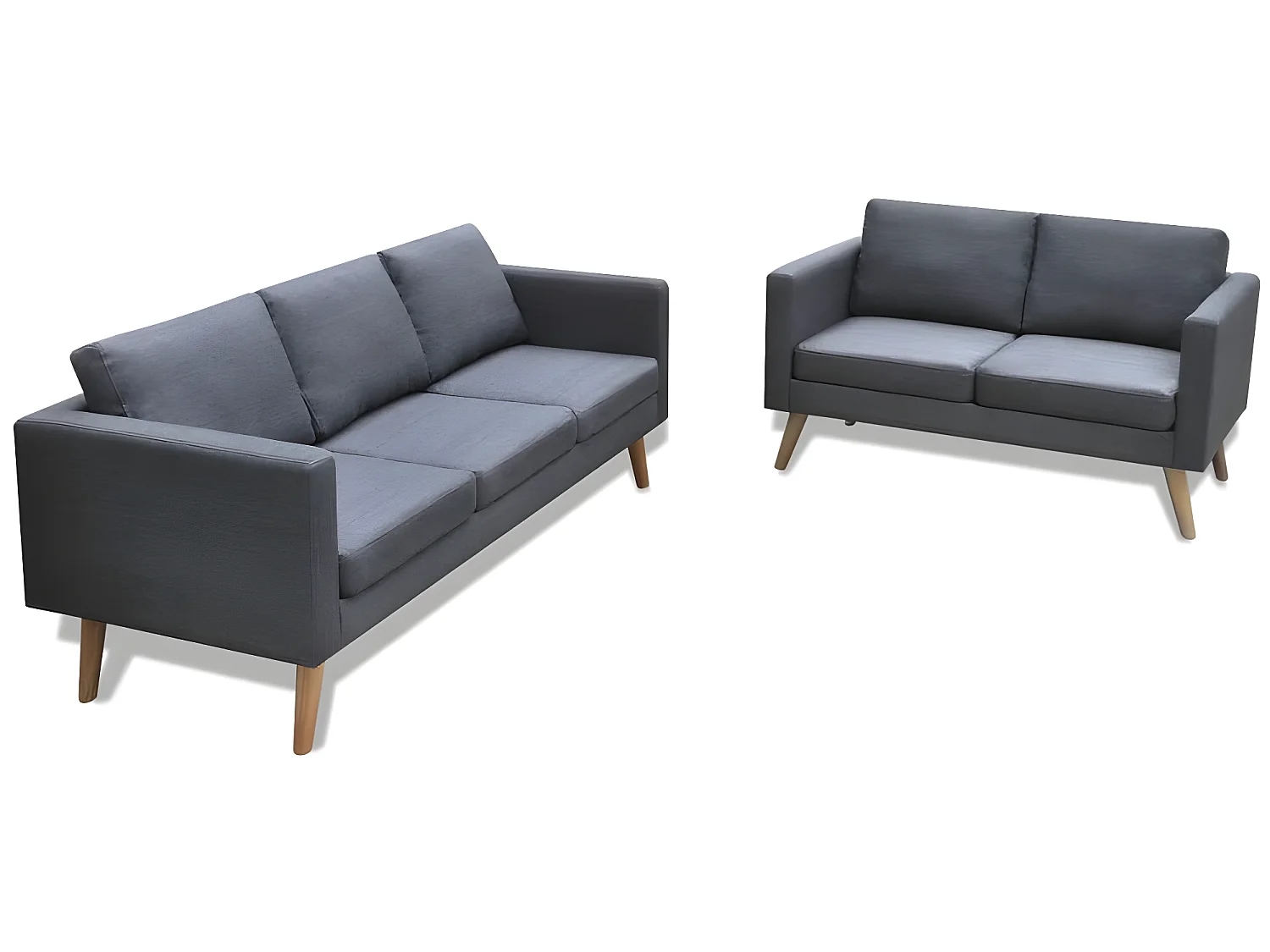 Jeu de canapé à 2 places et à 3 places Tissu Gris foncé