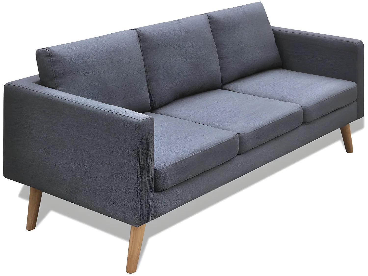 Jeu de canapé à 2 places et à 3 places Tissu Gris foncé