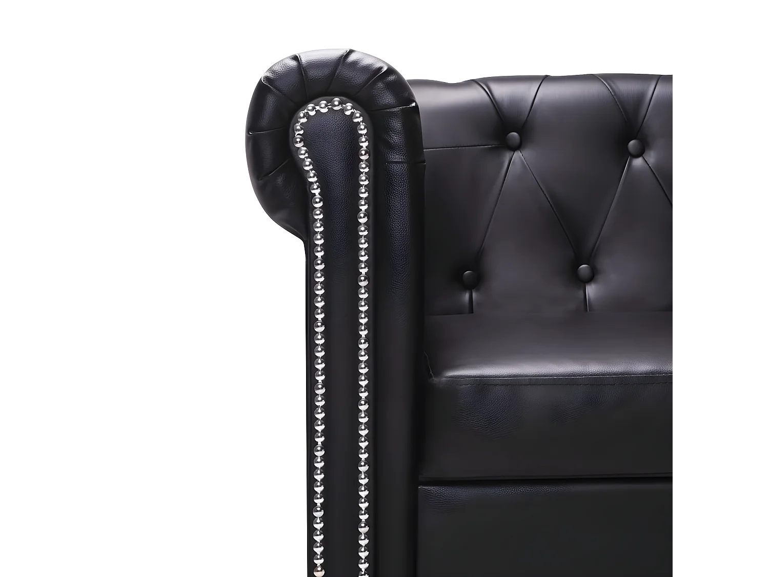 Canapé Chesterfield en forme de L cuir synthétique noir