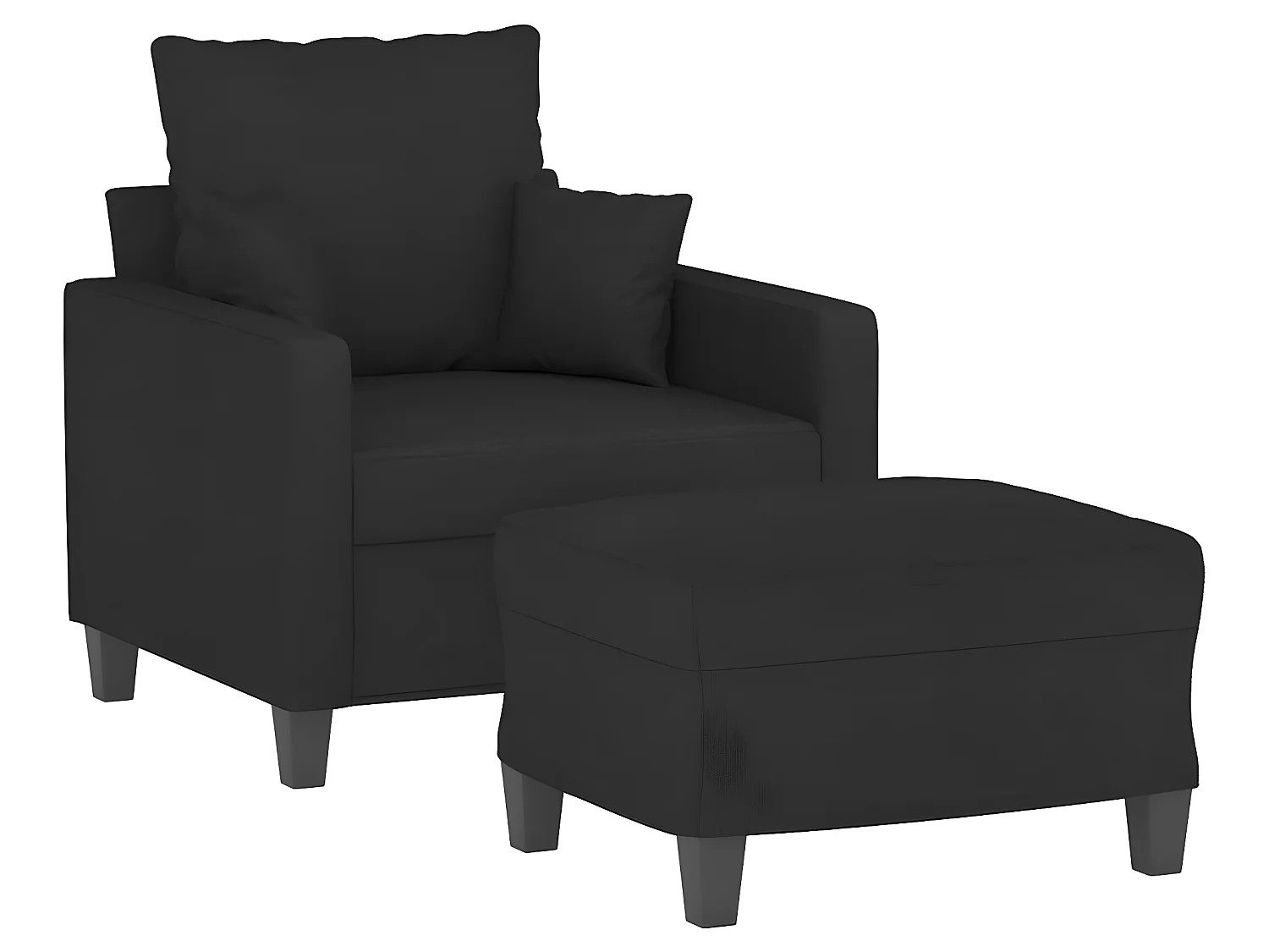 Poltrona con poggiapiedi Tessuto Nero 60 cm