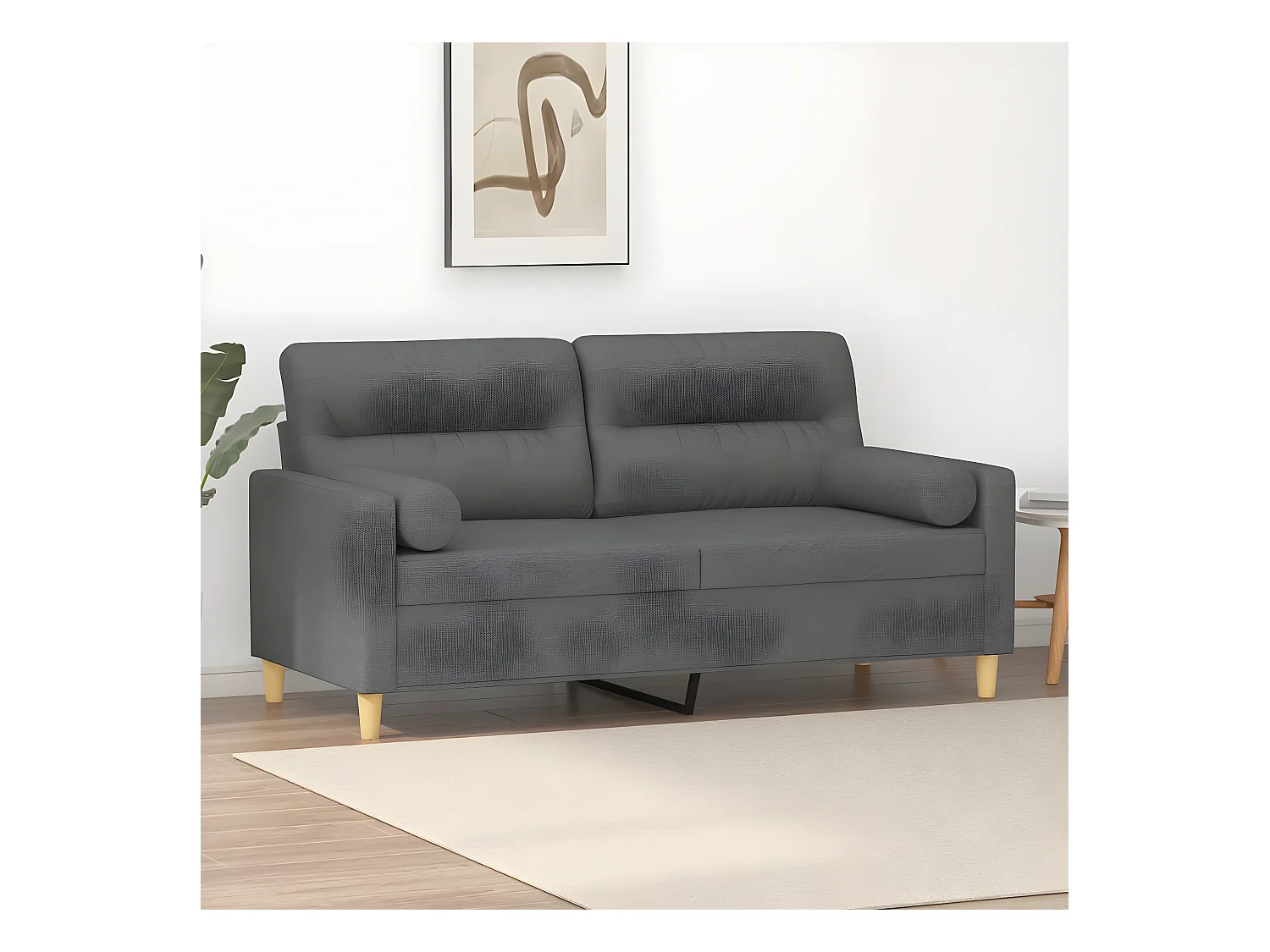 2-zitsbank met donkergrijze kussens 140 cm stof