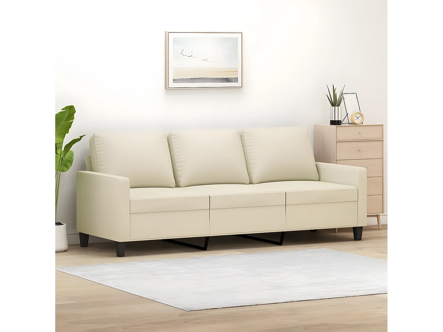 3-zitsbank Crème 180 cm Kunstleer