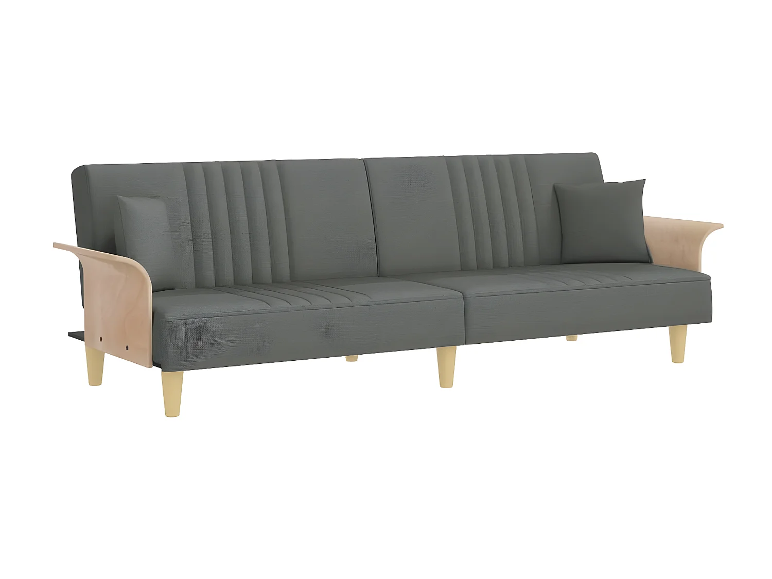 Slaapbank met armleuningen donkergrijze stof