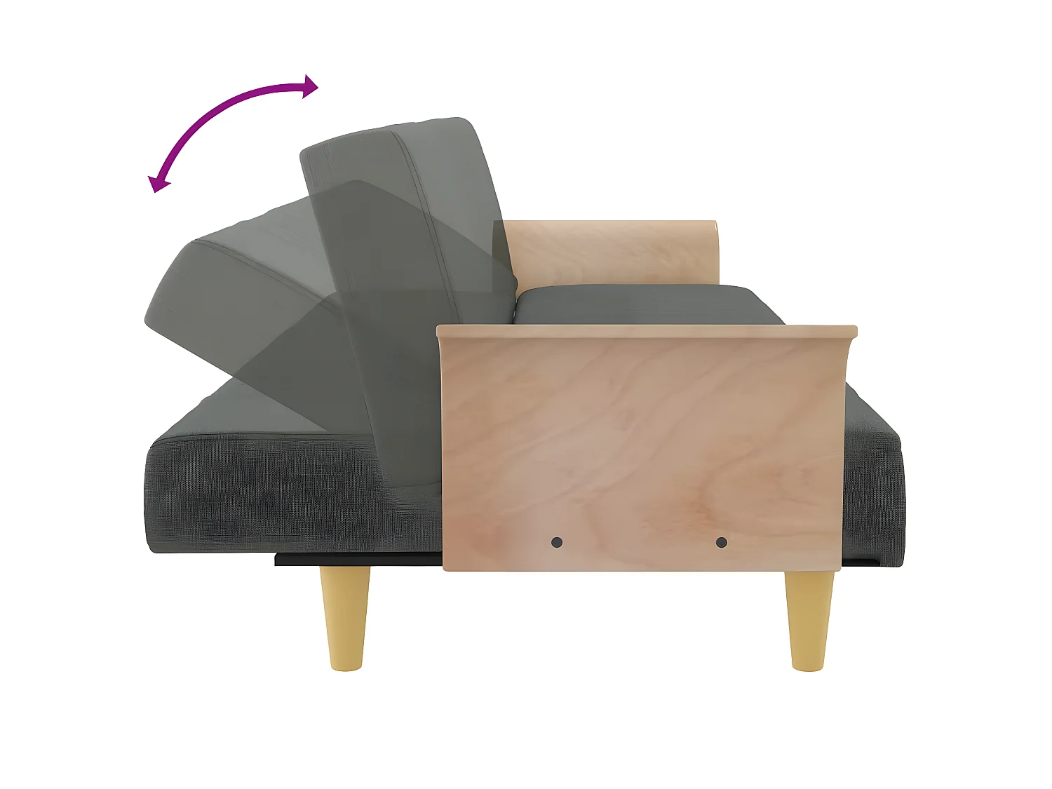 Slaapbank met armleuningen donkergrijze stof