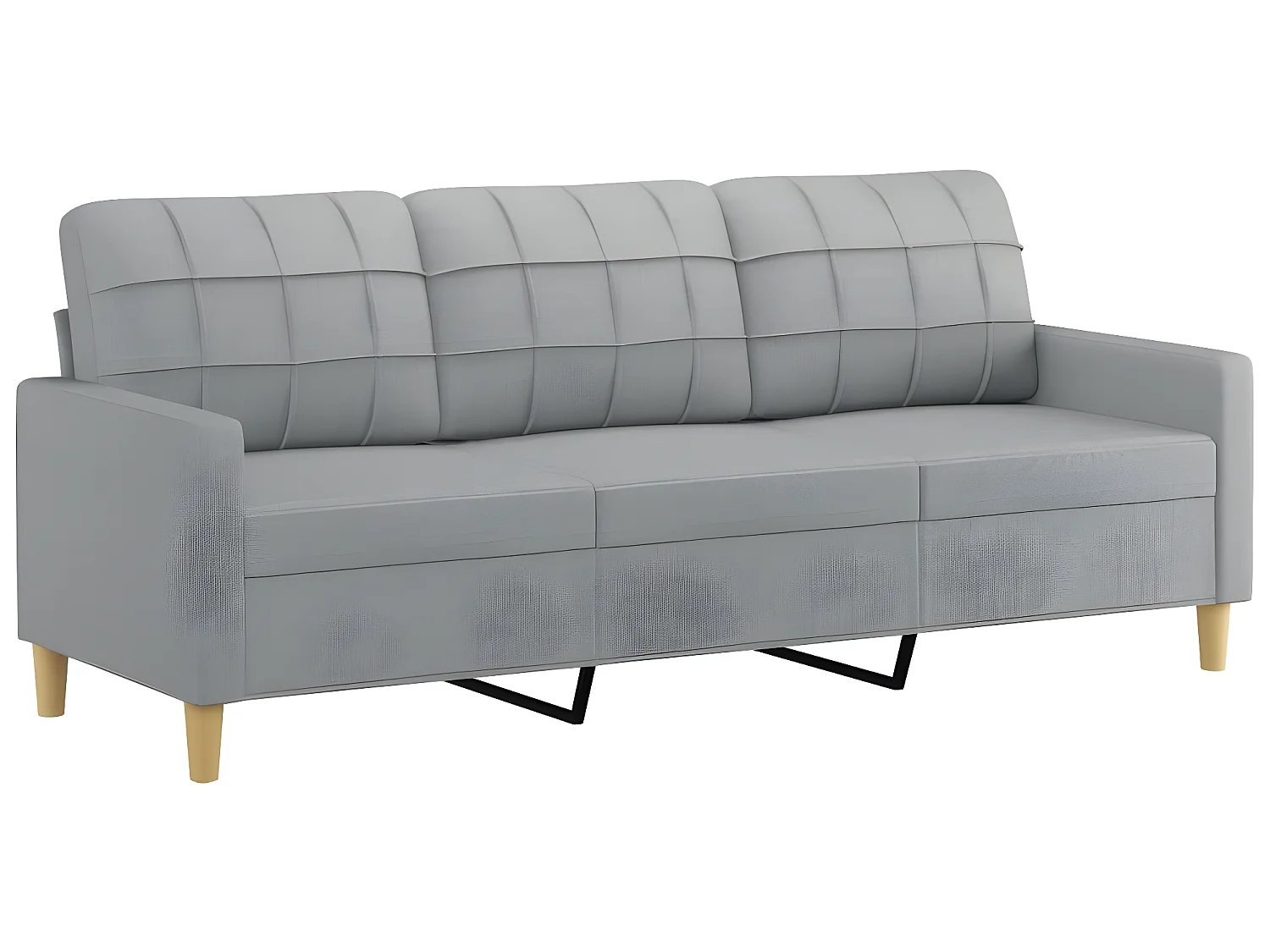 3-teiliges Sofaset mit Kissen aus hellgrauem Stoff