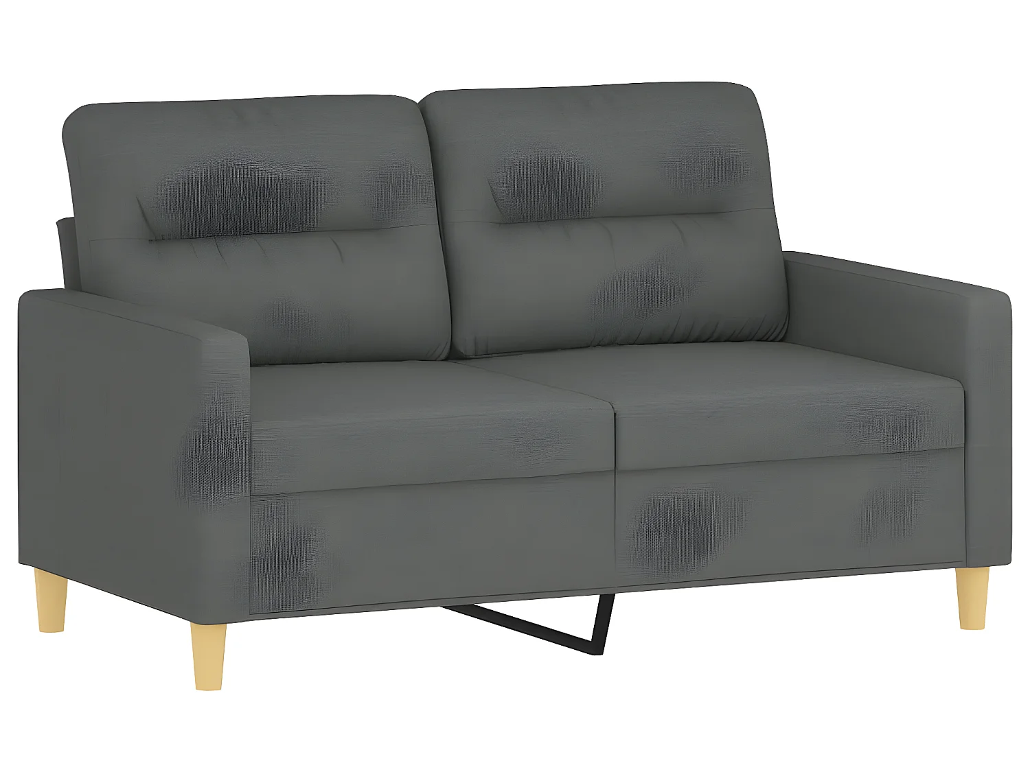 2-teilige Sofagarnitur mit dunkelgrauen Stoffkissen