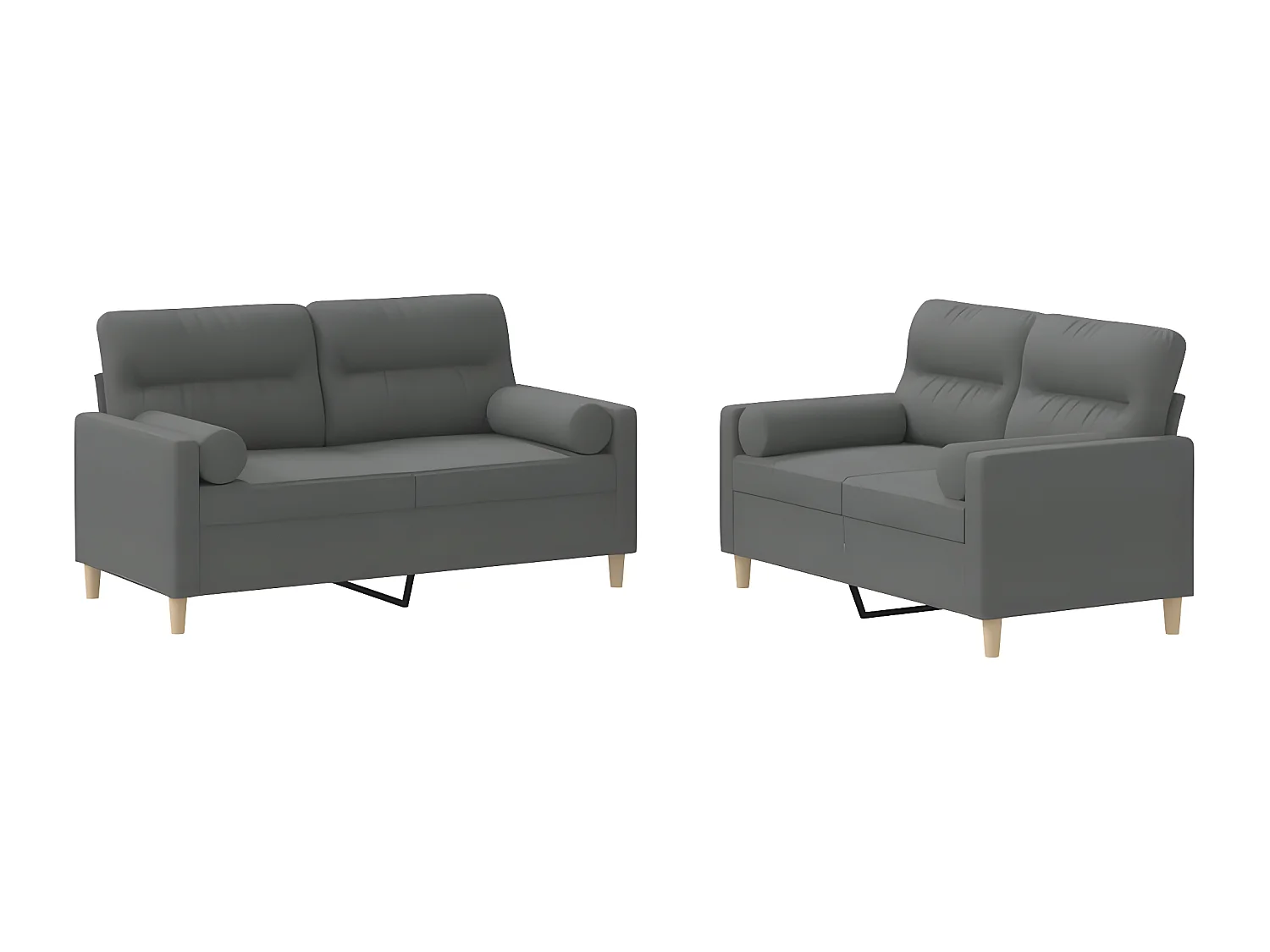 Ensemble de canapés 2 pcs coussins gris foncé tissu