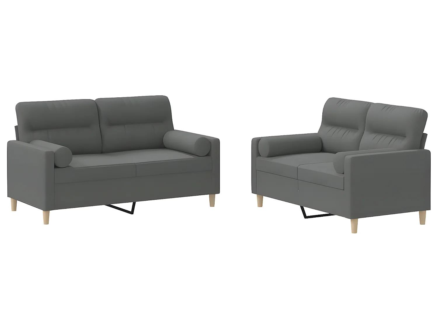 Ensemble de canapés 2 pcs coussins gris foncé tissu