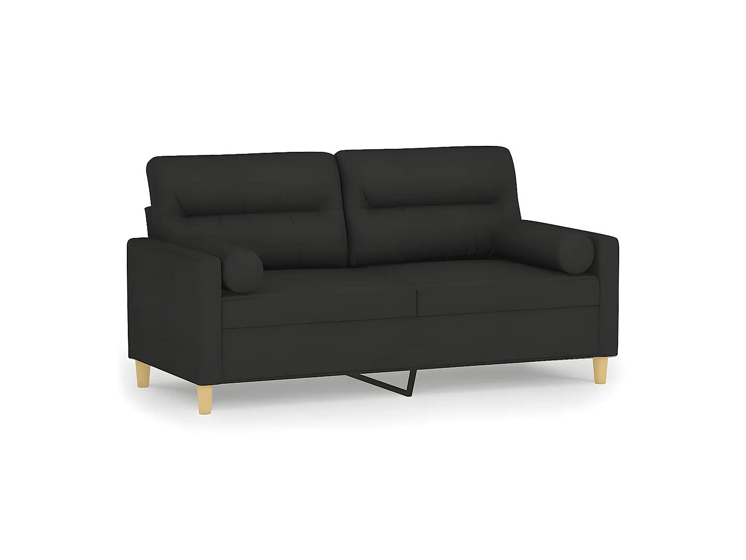2-zitsbank met sierkussens zwart 140 cm stof