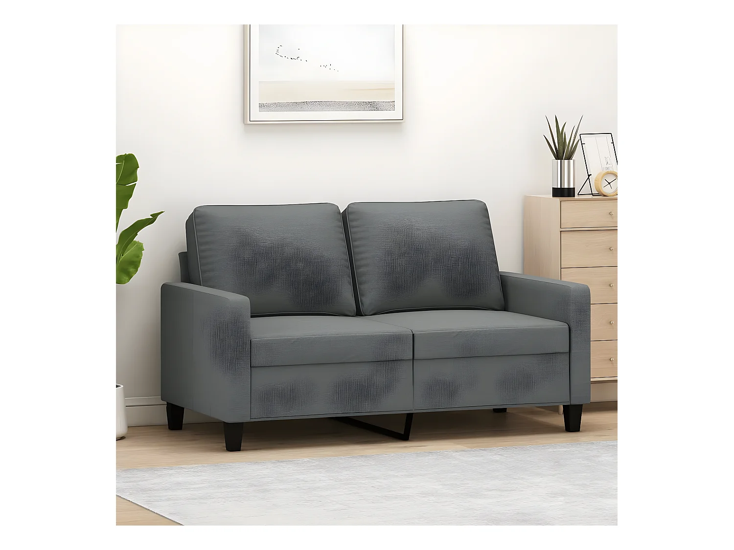 2-zitsbank Donkergrijs 120 cm Stof