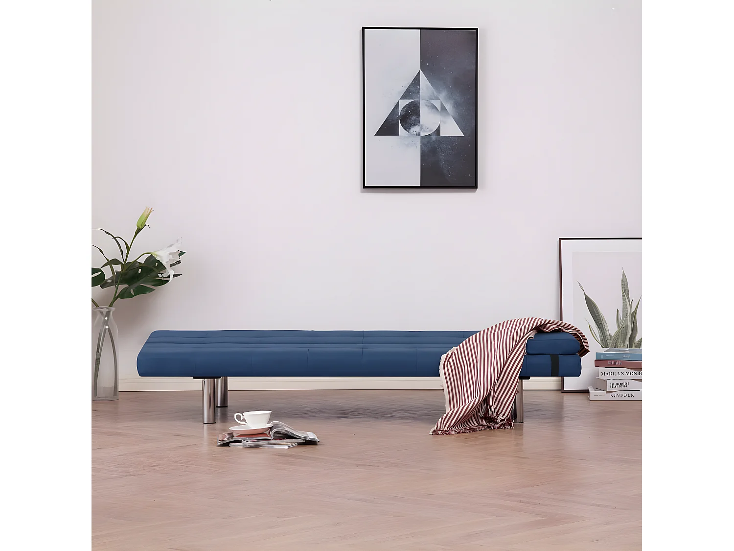 Slaapbank met twee kussens Blauw Polyester