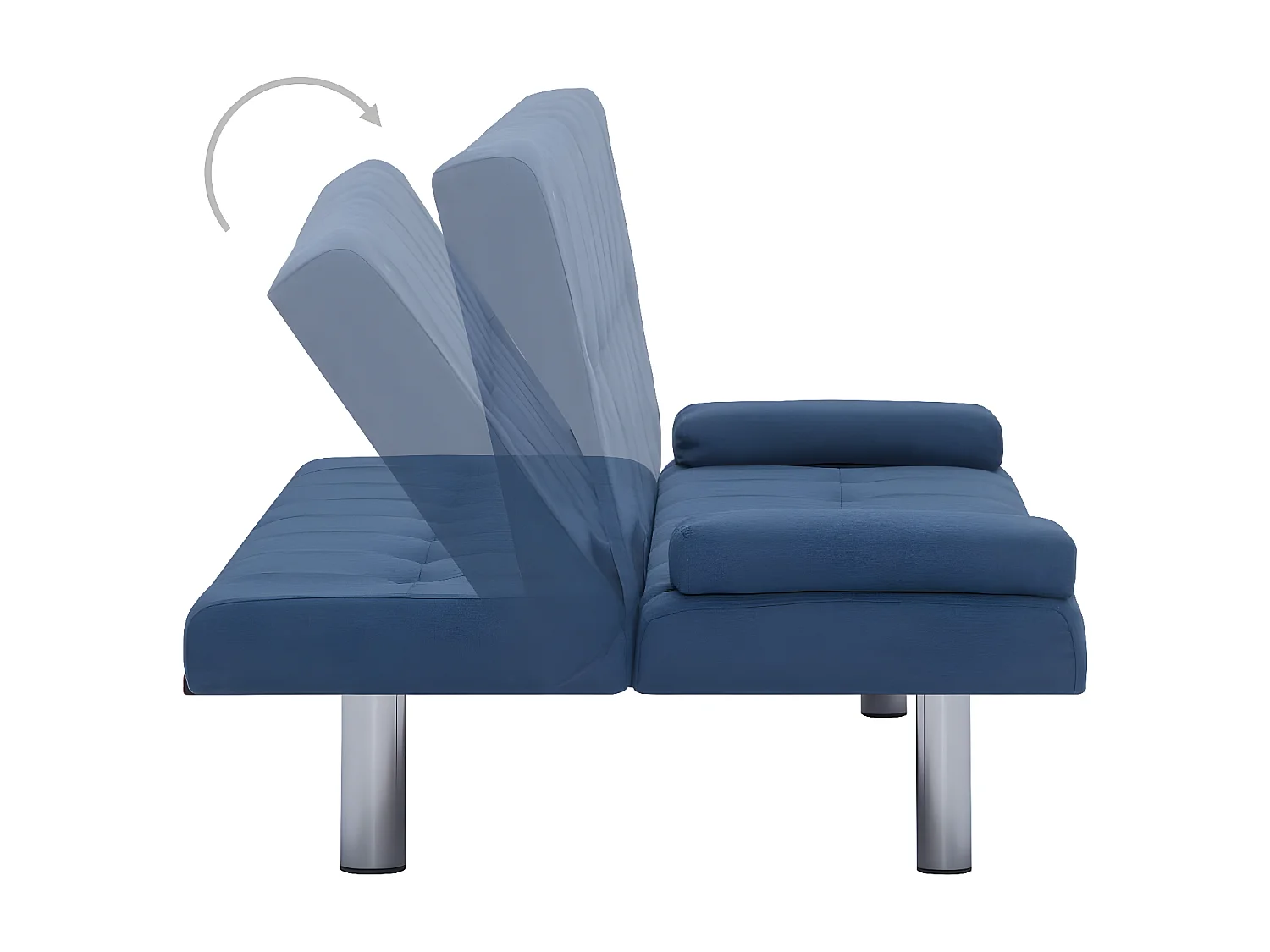 Slaapbank met twee kussens Blauw Polyester