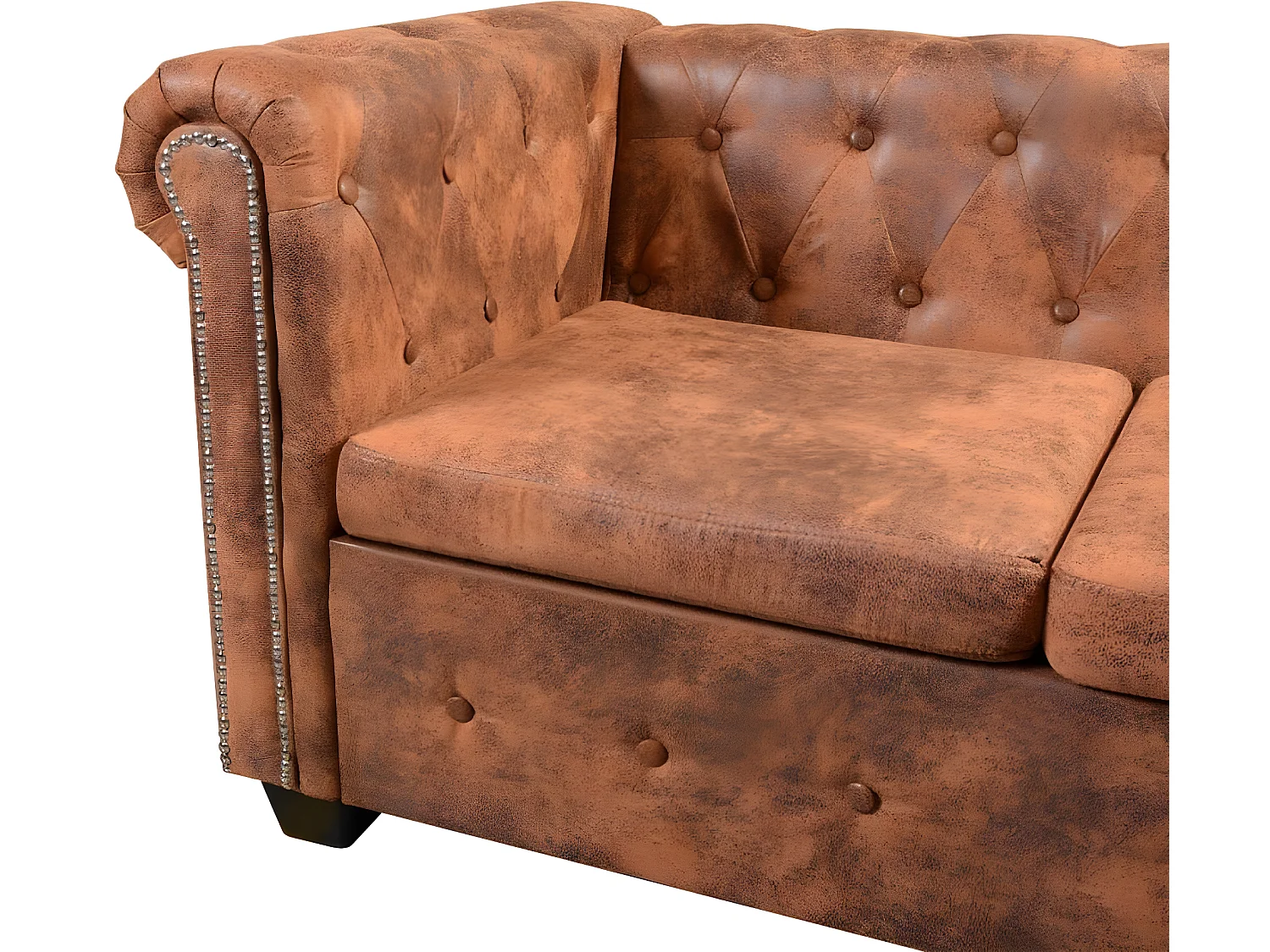 Canapé d'angle Chesterfield 6 Places Cuir artificiel Marron