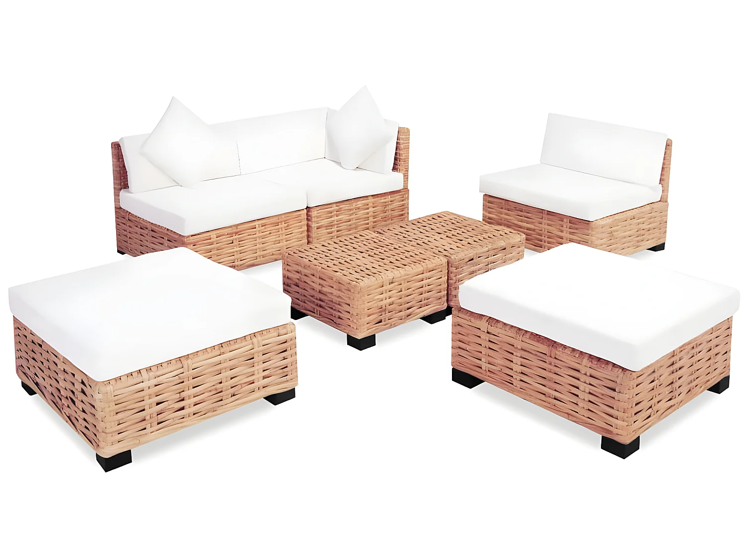 Sofagarnitur 18-tlg. Natürliches Rattan