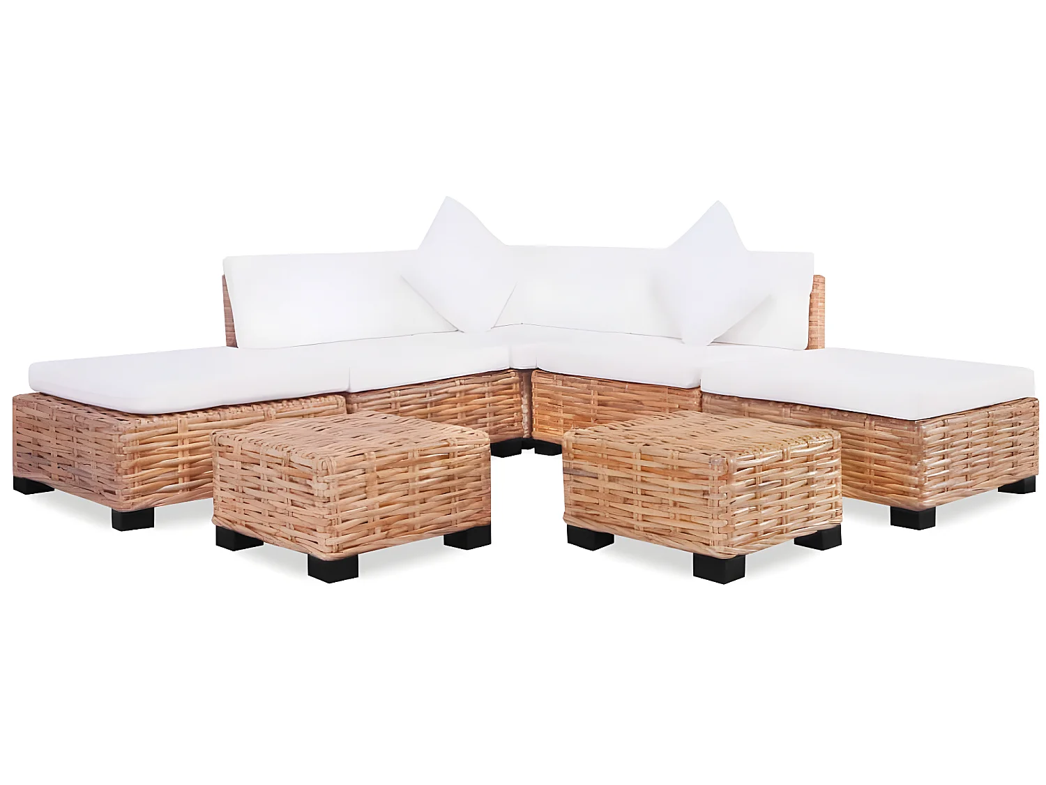 Sofagarnitur 18-tlg. Natürliches Rattan