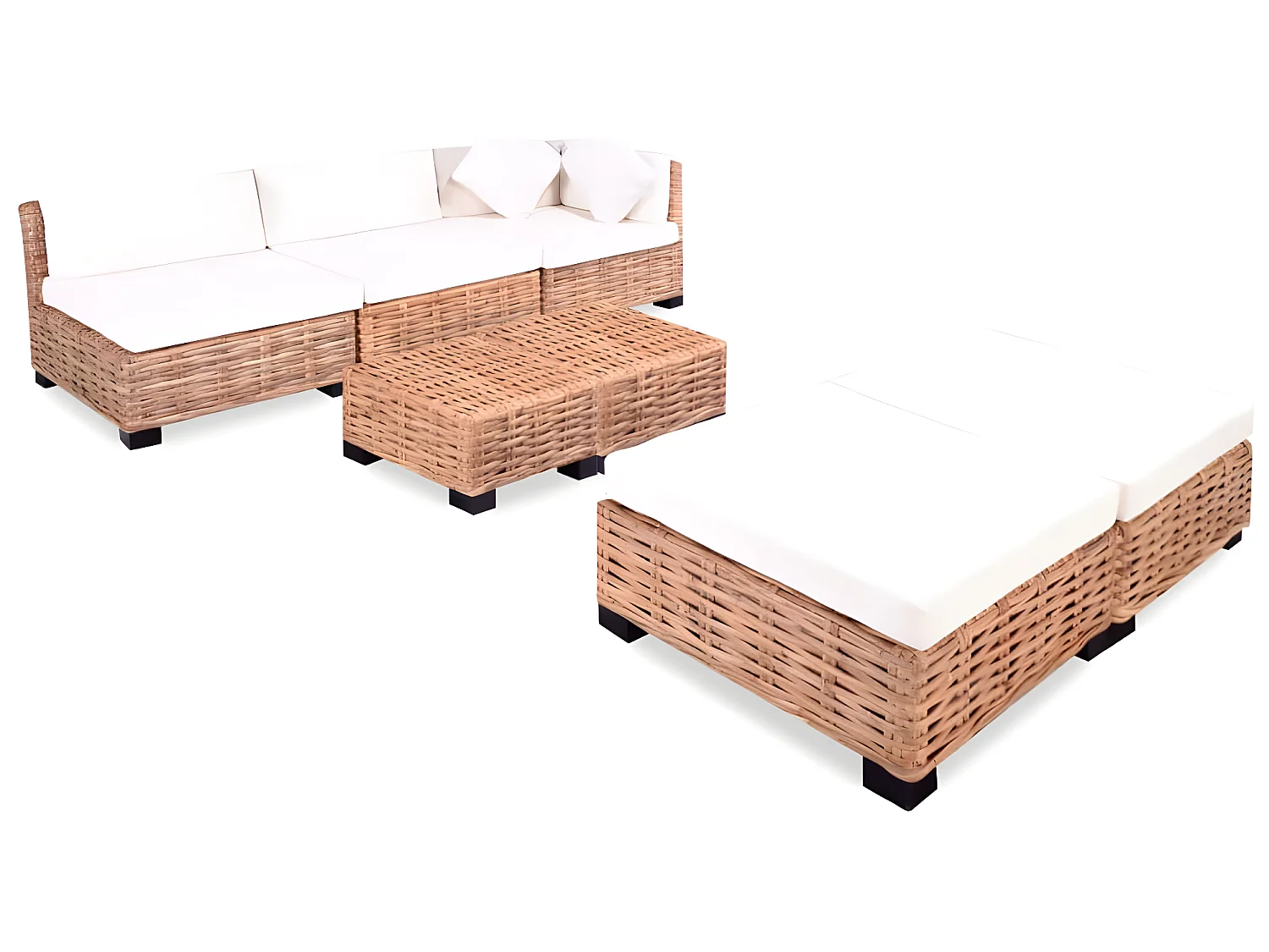 Sofagarnitur 18-tlg. Natürliches Rattan