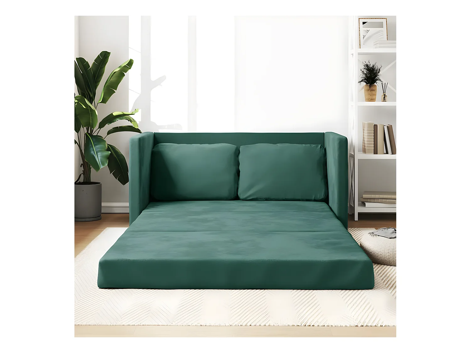 2 in 1 slaapbank donkergroen 122x204x55 cm fluweel