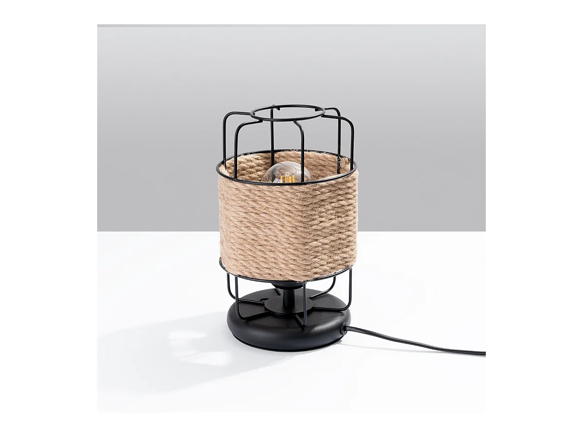 Bureaulampen Gizur Industrieel Van  - 1 Lichtbronnen - L.15 X H.25 Cm - Zwart/Koord