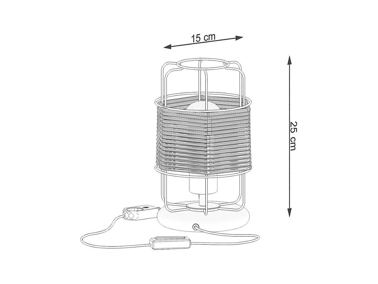 Bureaulampen Gizur Industrieel Van  - 1 Lichtbronnen - L.15 X H.25 Cm - Zwart/Koord