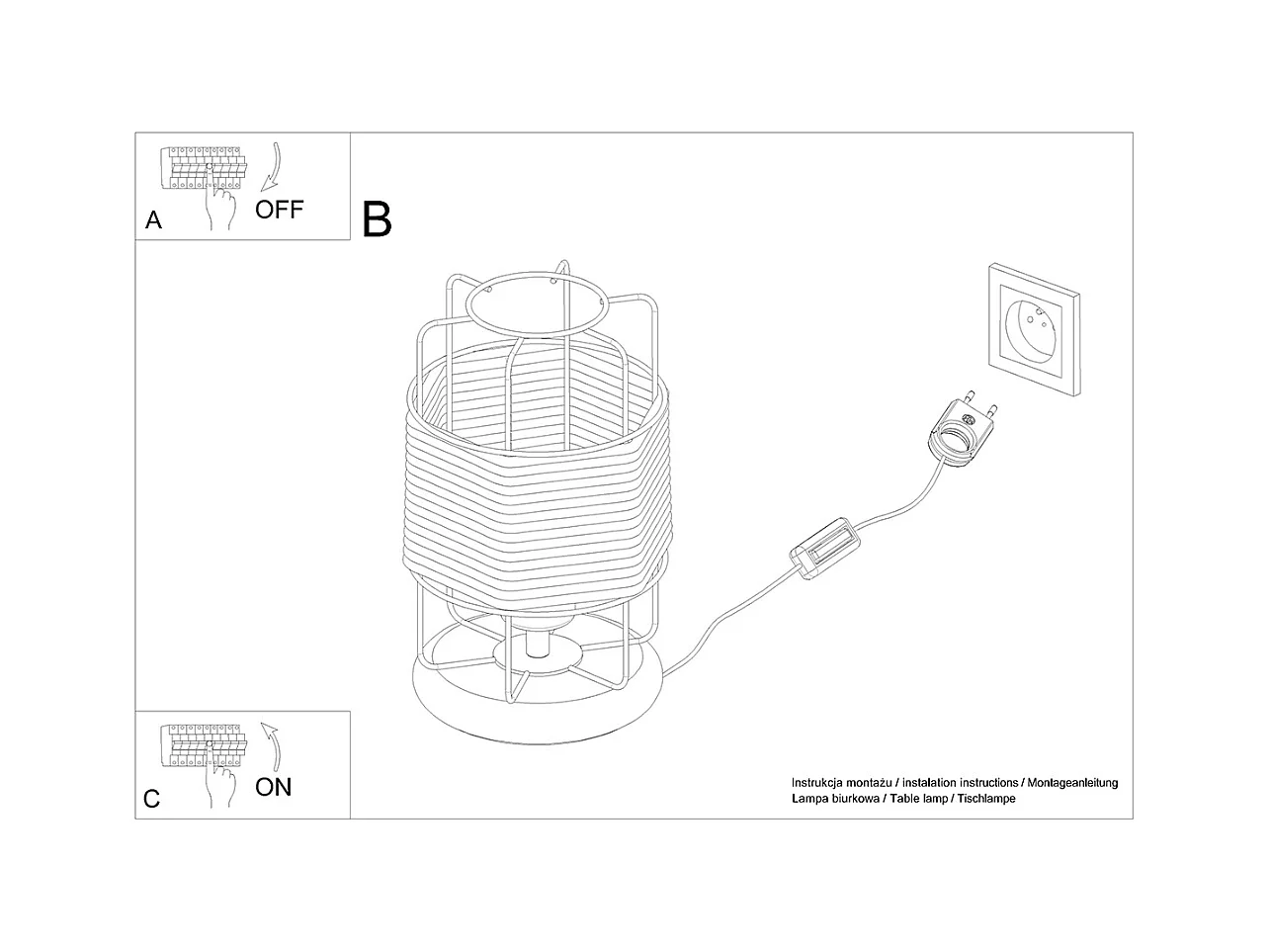 Bureaulampen Gizur Industrieel Van  - 1 Lichtbronnen - L.15 X H.25 Cm - Zwart/Koord