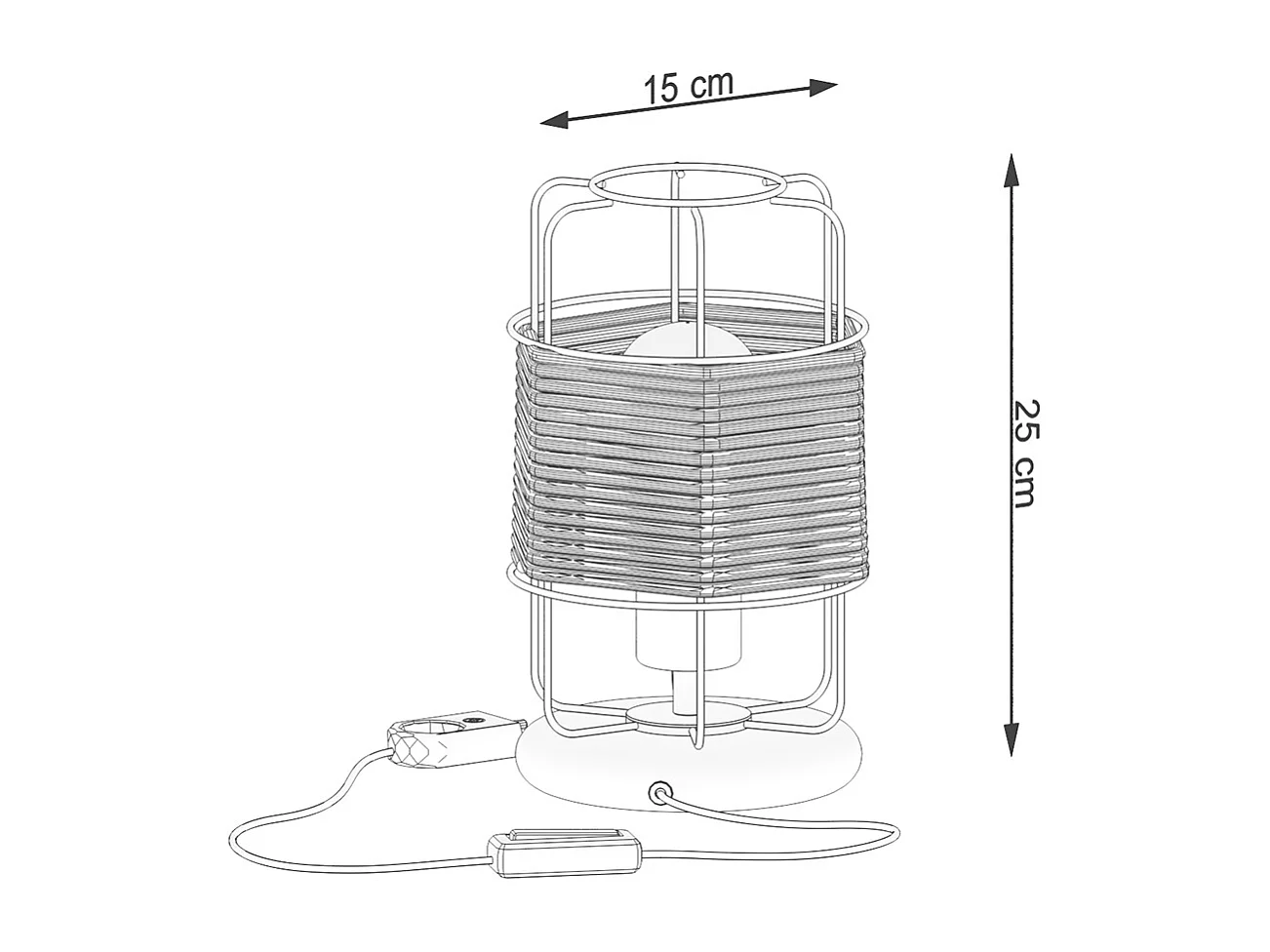 Lampes De Bureau Gizur Industriel En Acier/Corde - 1 Sources Lumineuses - L.15 X H.25 Cm - Noir/Cordon