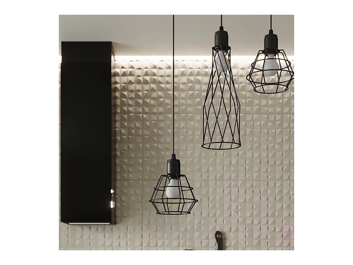 Kinkiety Industrialny Suba, Stal - 1 Źródło - L.15 X H.23 Cm - Czarny