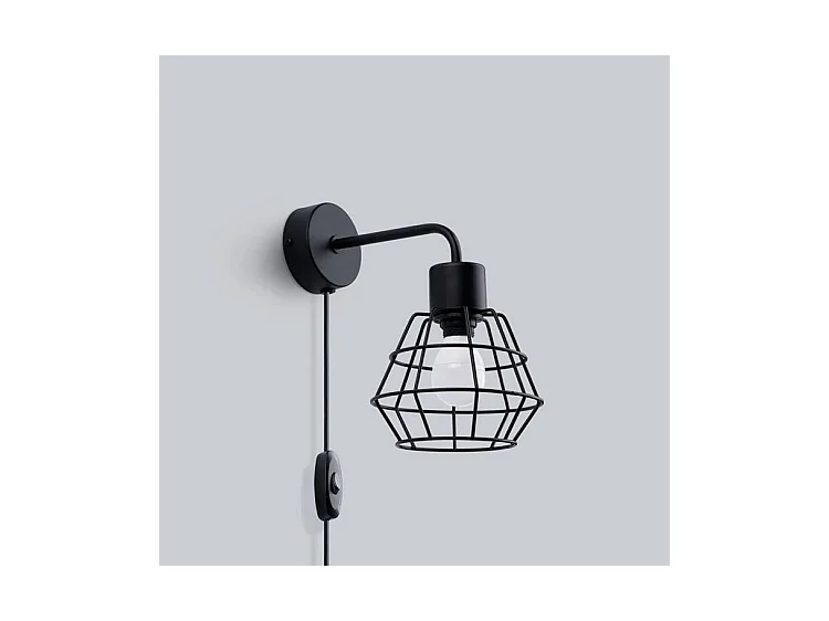 Wandlampen Suba Industrieel Van  - 1 Lichtbronnen - L.15 X H.23 Cm - Zwart