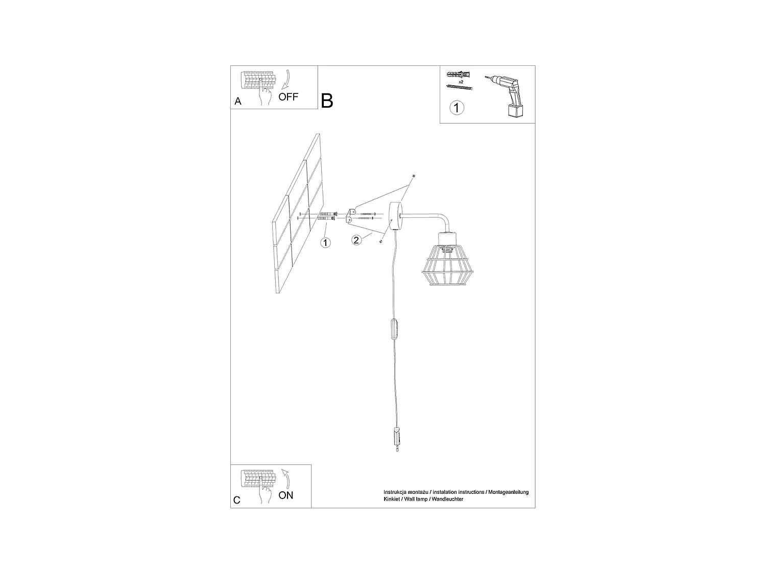 Wandlampen Suba Industriell Aus  Stahl - 1 Lichtquellen - L.15 X H. Cm - Schwarz