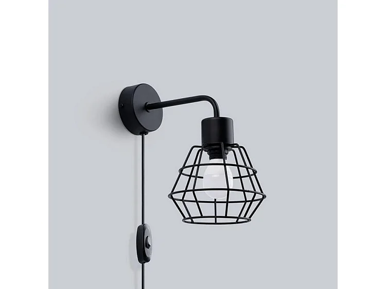 Lampade Da Parete Suba Industriale Di Acciaio - 1 Sorgenti Luminose - L.15 X A.23 Cm - Nero