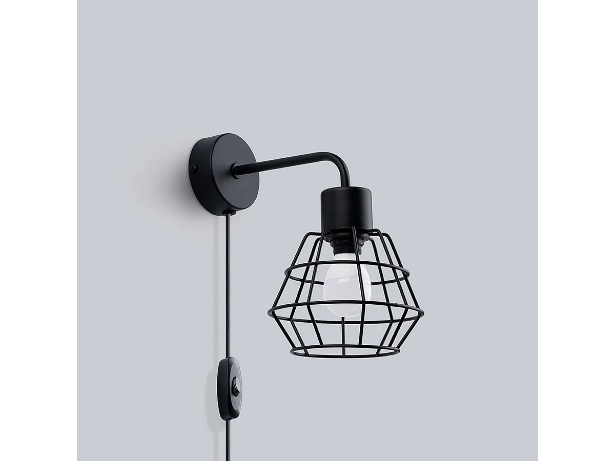 Lampade Da Parete Suba Industriale Di Acciaio - 1 Sorgenti Luminose - L.15 X A.23 Cm - Nero