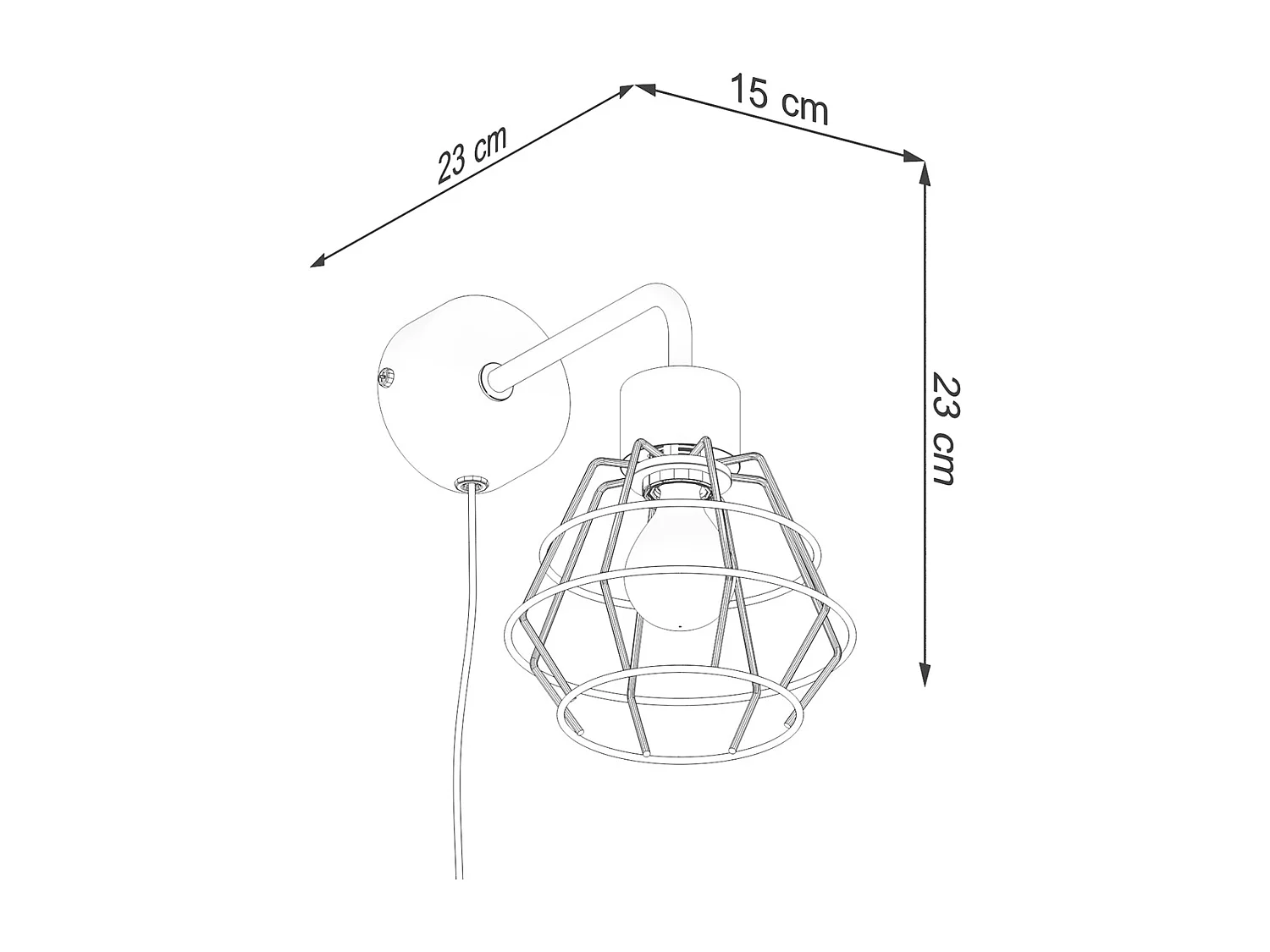 Lampade Da Parete Suba Industriale Di Acciaio - 1 Sorgenti Luminose - L.15 X A.23 Cm - Nero