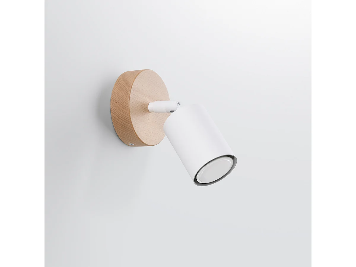 Applique Verdo Moderne En Acier/Bois - 1 Sources Lumineuses - L.16 X H.16 Cm - Bois Blanc