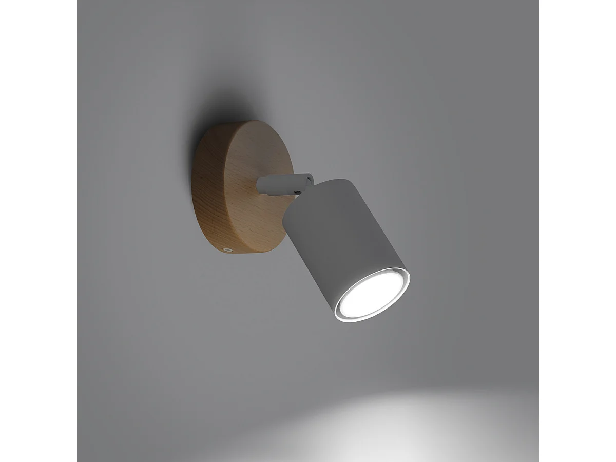 Applique Verdo Moderne En Acier/Bois - 1 Sources Lumineuses - L.16 X H.16 Cm - Bois Blanc