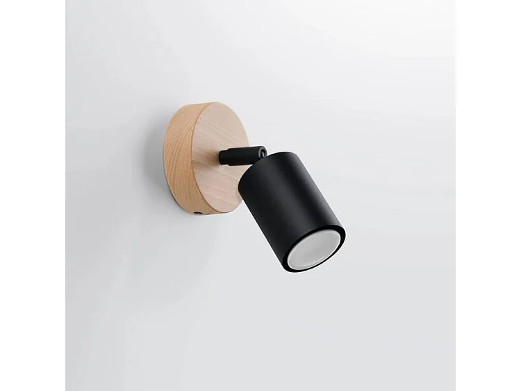 Wandlampen Verdo Modern Aus  Stahl/Holz - 1 Lichtquellen - L.16 X H. Cm - Schwarzes Holz