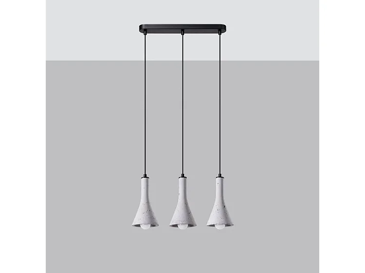 Lampes Suspendues Rea Moderne En Béton - 3 Sources Lumineuses - L.46 X H.110 Cm - Gris