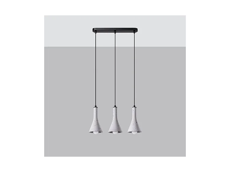 Lampes Suspendues Rea Moderne En Béton - 3 Sources Lumineuses - L.46 X H.110 Cm - Gris