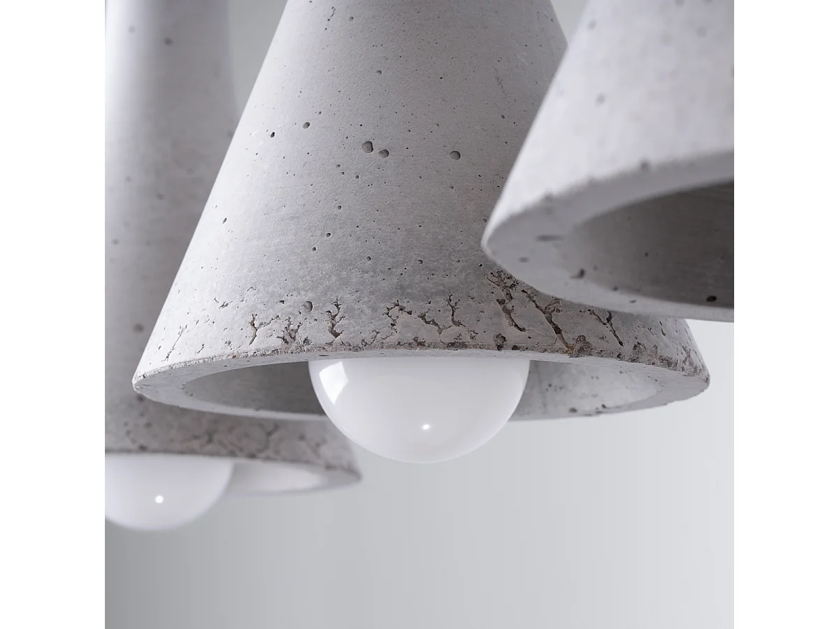 Lampe Suspendues Rea Moderne En Béton - 3 Sources Lumineuses - L.46 X H.110 Cm - Gris