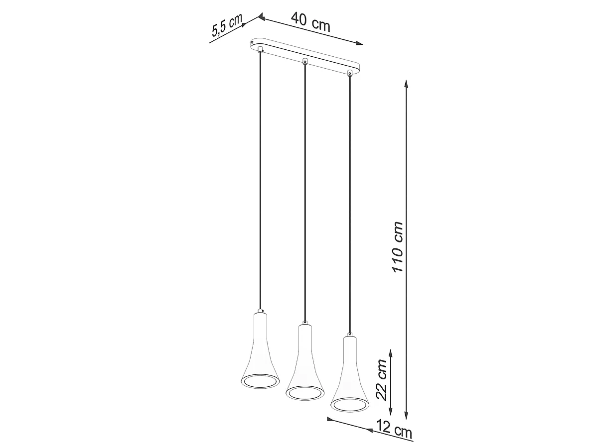 Lampe Suspendues Rea Moderne En Béton - 3 Sources Lumineuses - L.46 X H.110 Cm - Gris