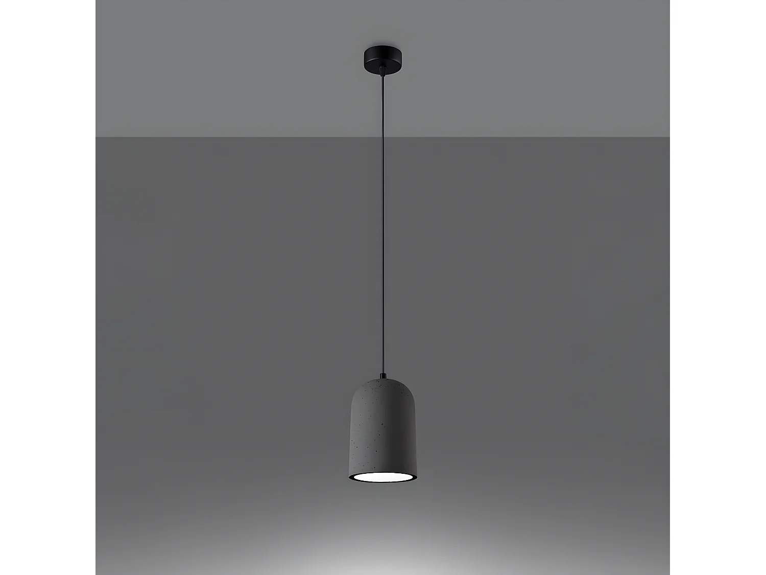 Lampes Suspendues Nimis Minimaliste En Pvc/Béton - 1 Sources Lumineuses - L.14,5 X H.125 Cm - Gris Noir